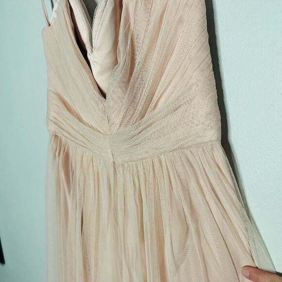 AMSALE Blush Pink Sweetheart Neckline Hourglass Chiffon Strap Maxi Dress Size 6 - Picture 10 of 15